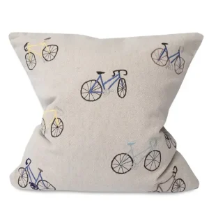 BICYCLES EMBROIDERED CUSHION COVER Populärt val