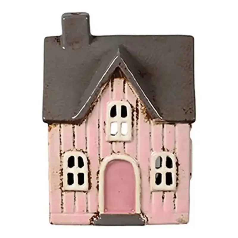Keramikhus Rosa/grått för värmeljus 14 cm Kampanjpris