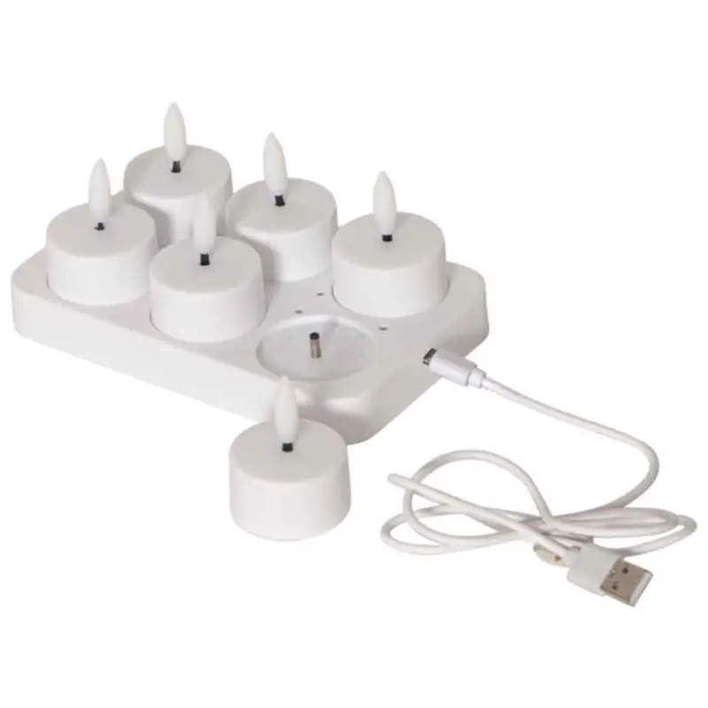 Säker betalning LED uppladdningsbara värmeljus 6-pack
