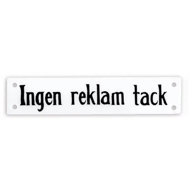 Billigare Skylt Ingen reklam 12 x 2,5 cm