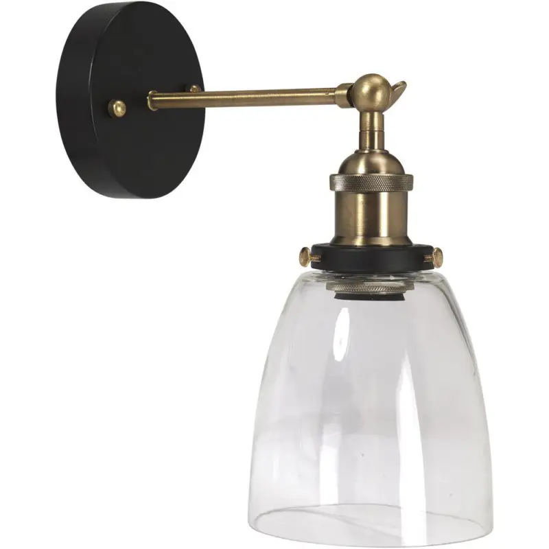 I lager Kappa vägglampa Svart/Mässing Klar - Pr Home