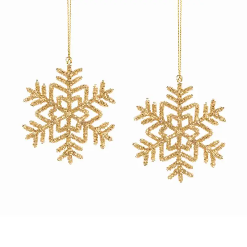 Billig Snöflingor 13 cm Guld set om 2 st