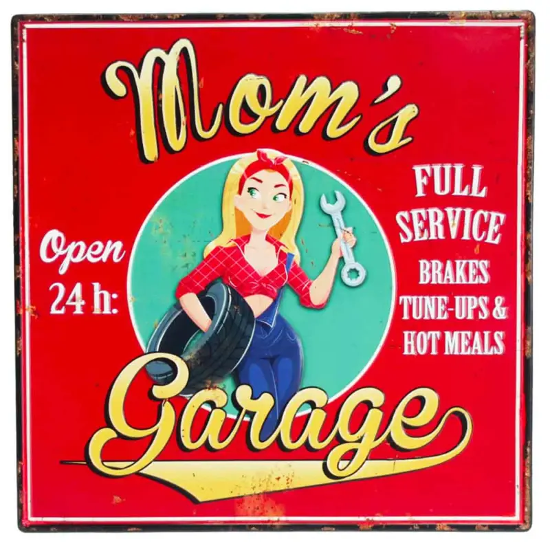 Väggdekoration Metall Moms Garage 40x40cm Nedsatt pris