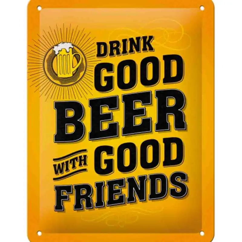 Extra rabatt Plåtskylt Drink good beer 15x20 cm