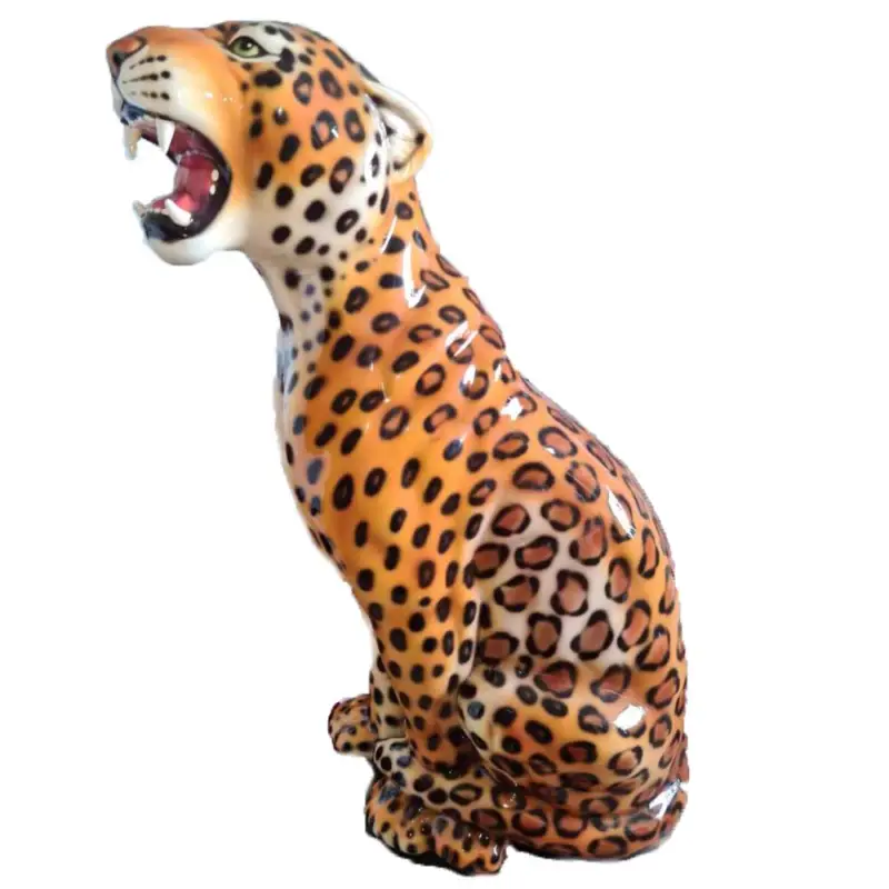 Sänkt pris Italienskt porslinsdjur leopard 86 cm