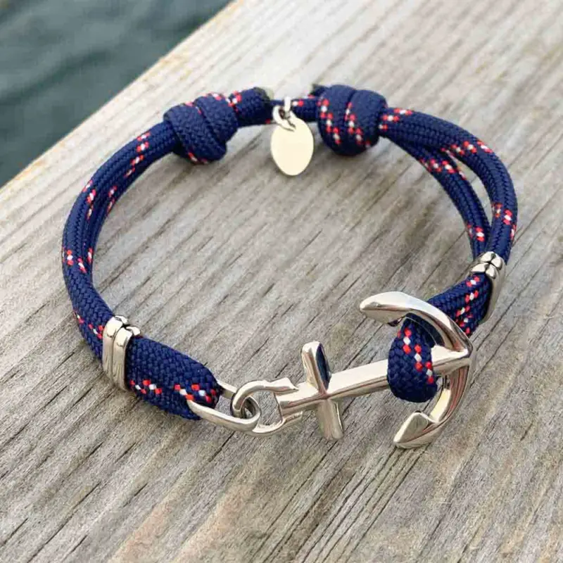 Ankare Armband Key West - Marin/Röd/Vit Bästa pris