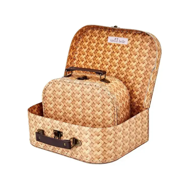 Billig Sass & Belle, förvaringslådor koffert rattan print, 2-set