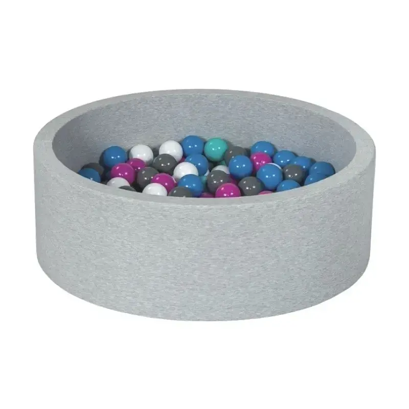 Outlet Ljusgrå bollhav BASIC, 90×30 med bollar (blå, grå, rosa, vit)