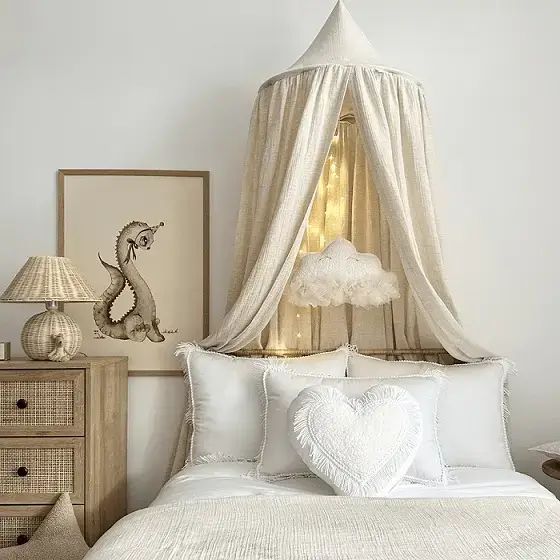 Natur sänghimmel i muslin och linne, Cotton & Sweets Sista chansen