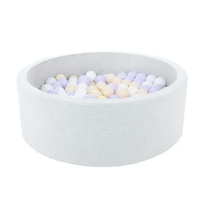 Ljusgrå bollhav BASIC, 90×30 med bollar (vit, beige, lilac) Billigare