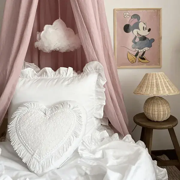 Stor maxi bubblegum sänghimmel i linne, Cotton & Sweets Premium