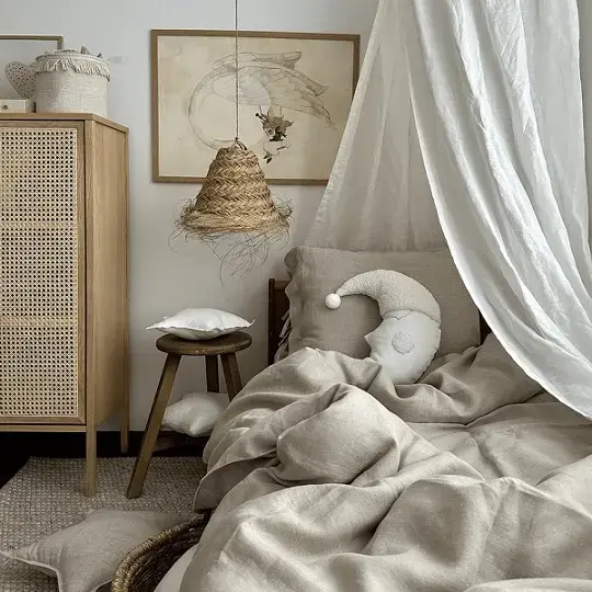 Snabb leverans Maxi premium sänghimmel i linne Cream, Cotton&Sweets