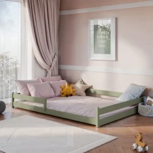 Stor juniorsäng Fiora 140×200 cm, olive Kundfavorit