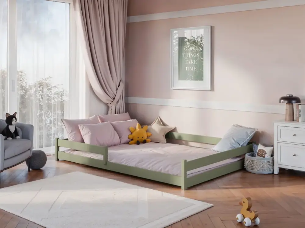 Stor juniorsäng Fiora 140×200 cm, olive Kundfavorit
