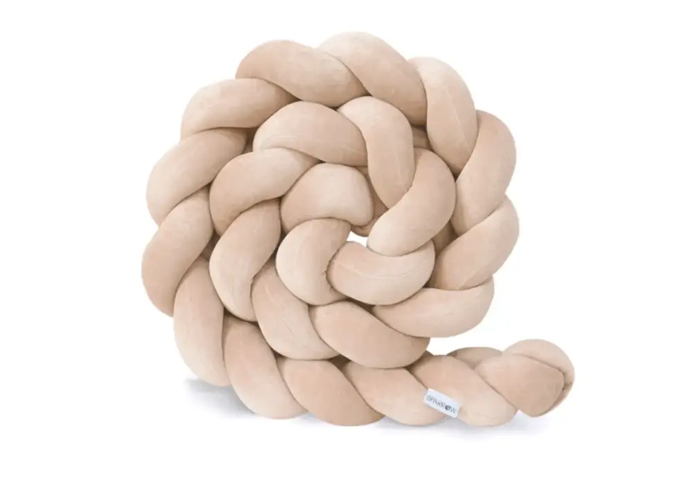 Premium Spjälsängsskydd flätad, Beige