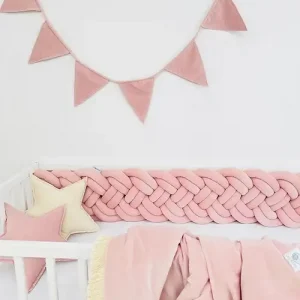 Spjälsängskydd, tunn fläta – Dusty Pink Fynd