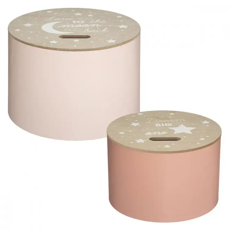 Rosa förvaringsbord till barnrummet, 2-pack Rea