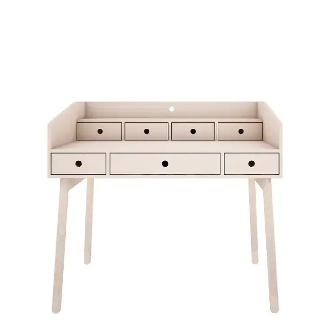 Kampanj Woodluck, sand beige skrivbord med lådor, River