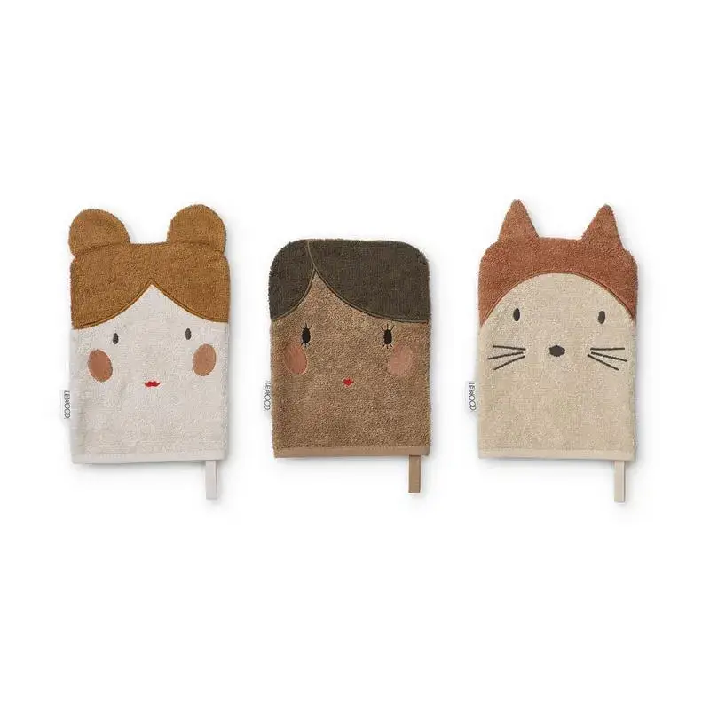 Billigare Liewood tvättlappar 3-pack Sylvester, Doll/sandy Mix