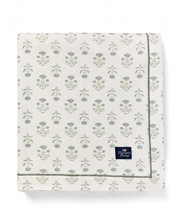 Rabatt Floral Printed bordsduk, flera storlekar - white/eucalyptus