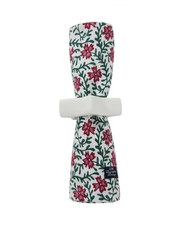 Flower Cotton servett - red/green/white I lager