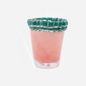 Kupla vas H9,5 cm - rosa/grön risnedsättning