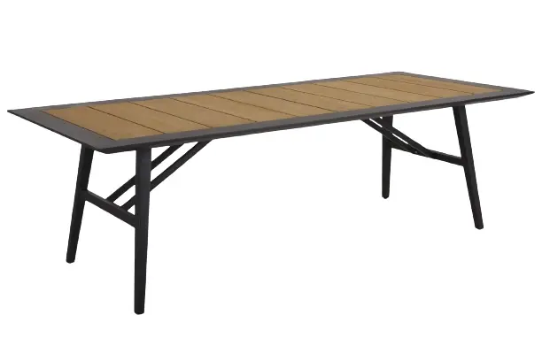 Chios matbord 240x100 H73 cm - svart/teak Billig