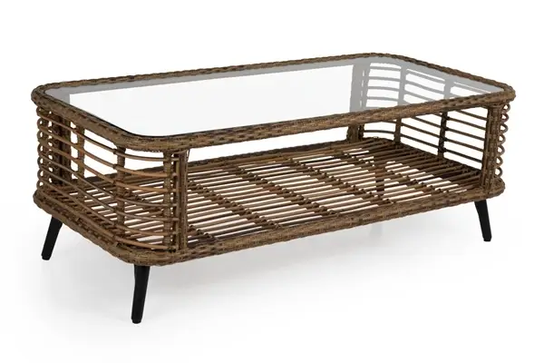 Köp online Covelo soffbord 122x61 cm - natur/glasskiva