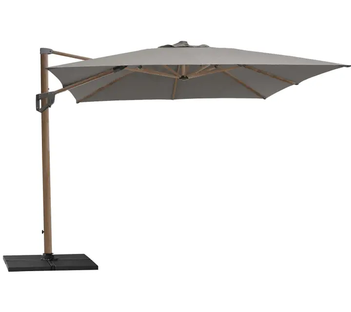 Hyde luxe hanging parasoll 3x4 m - Wood look pol/taupe Snabb leverans