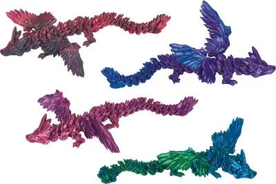 3D printad drake med vingar, 1 st . mixade färger Trygg betalning