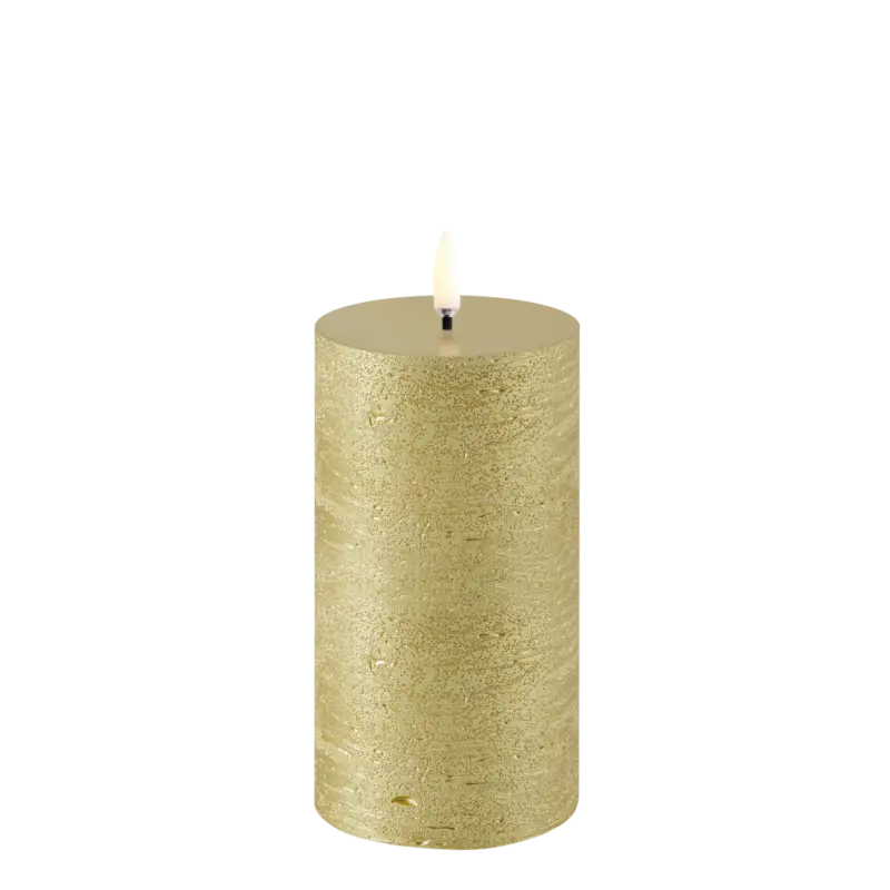 Fynd Uyuni – Led Blockljus Med Timer Metallic Guld Ø7,8x15cm