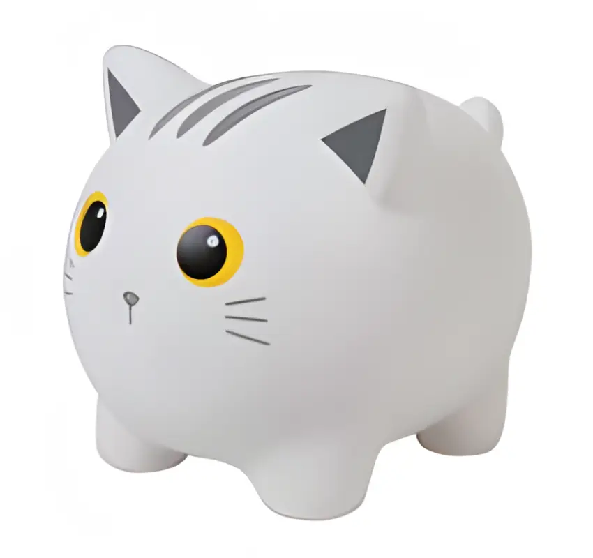 Premium Sparbössa grå katt – spargris för barn 18×15×15cm
