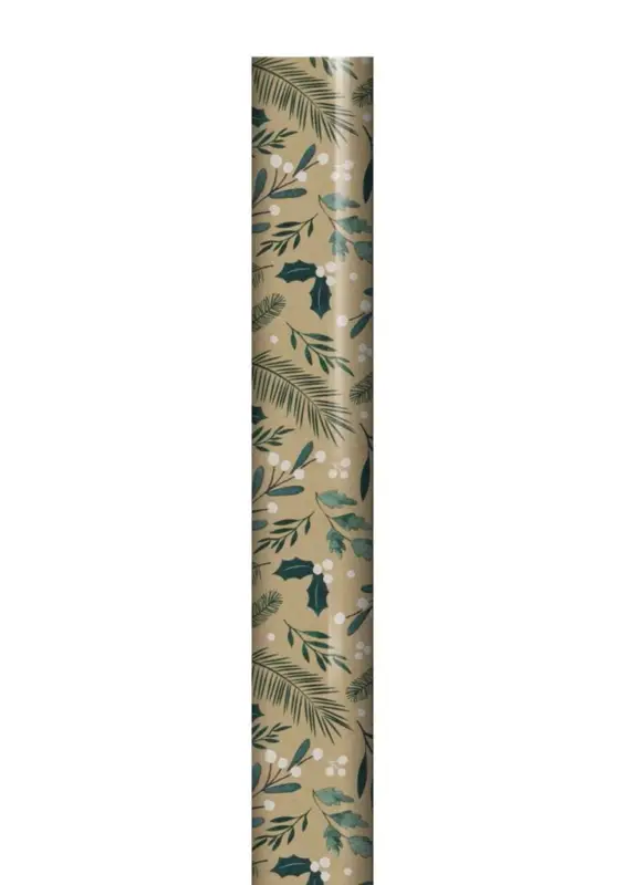 risnedsättning Presentpapper med grenar och bär – brunt kraftpapper 70×400 cm