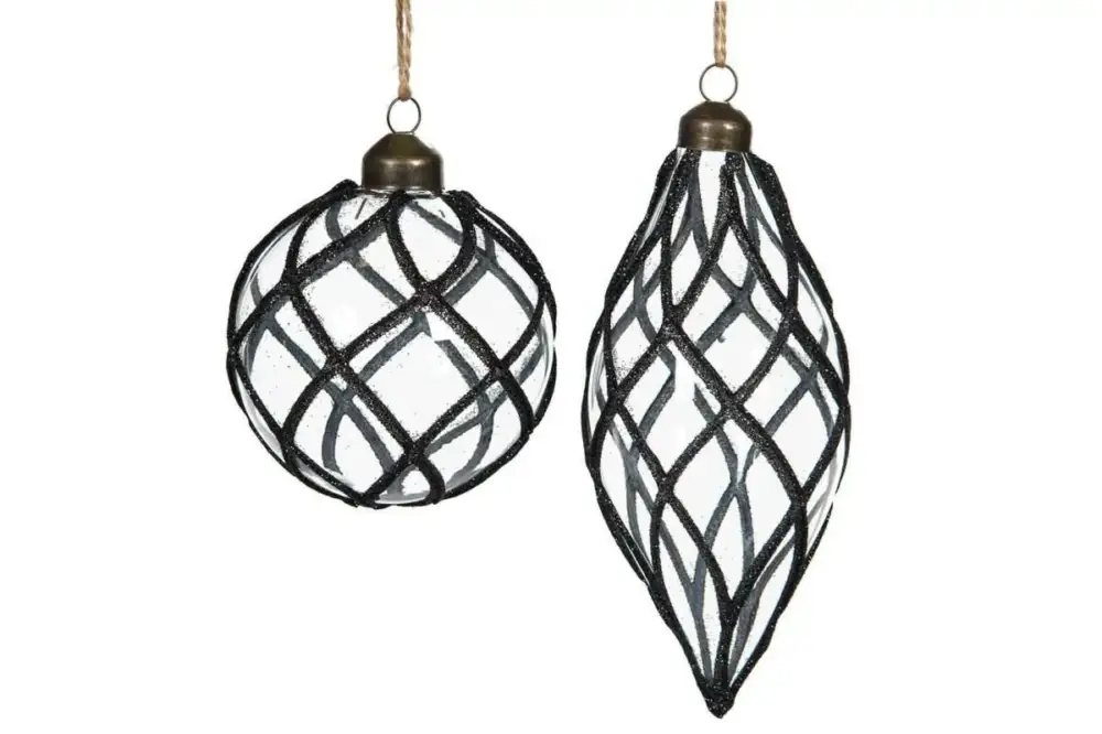 Expressleverans Julkula Glas Rut Svart 8Cm/7X15