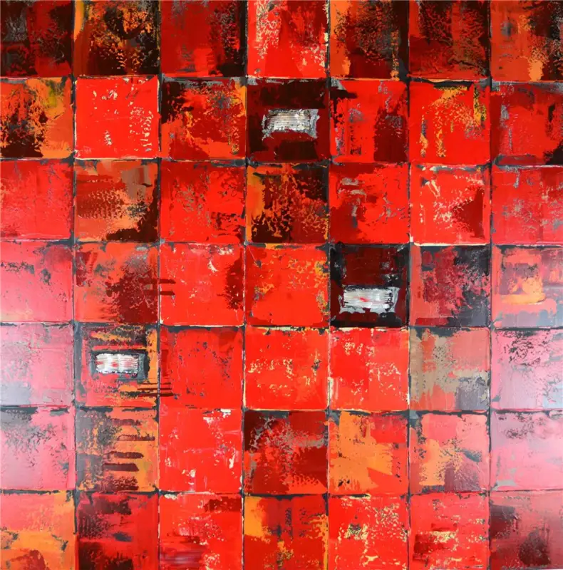 Rabatter Tavla 100x100cm Abstrakt ruta röd