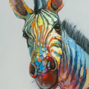 Expressleverans Handmålad tavla Färgstark Zebra 70x100cm