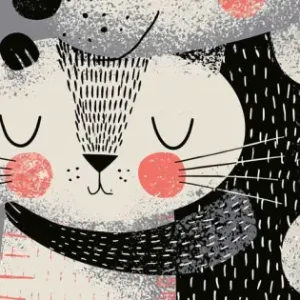 Billigare Loving Cat & Dog - Modern barntavla