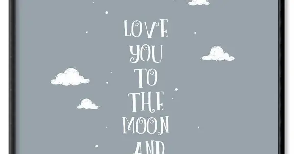 Love you to the moon - Enkel text poster Lågt pris