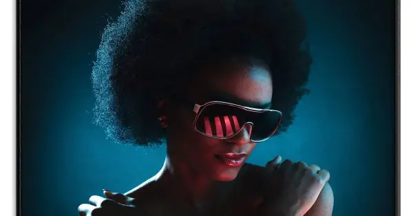 Kampanj Kvinna med afro & solglasögon - Fashion poster