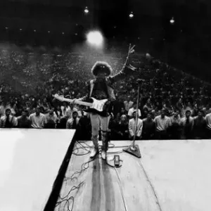 Endast denna vecka Jimi Hendrix Showtime - Svartvit musik affisch