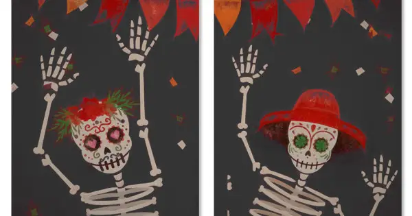 Los Muertos dödskallar - Poster tavla i två delar Trygg betalning
