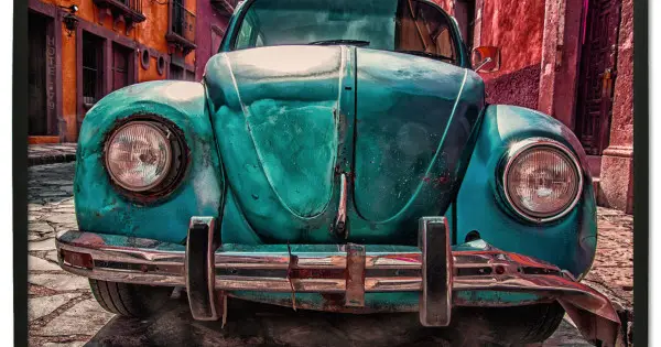 Nyhet Klassisk bil Volkswagen bubbla - Turkos poster