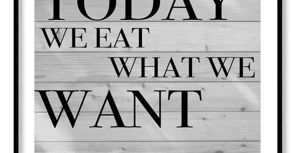 Endast denna vecka Eat what we want - Kökstavla med text