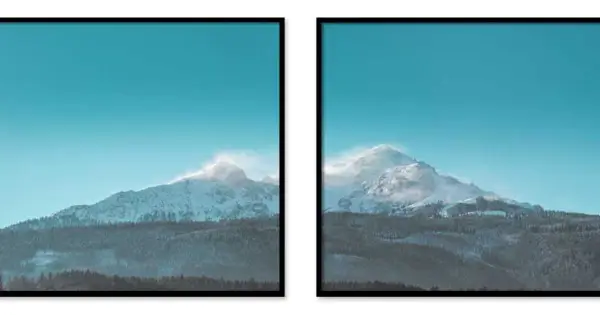 Trygg betalning Berg med snö - Turkos blå poster i två delar