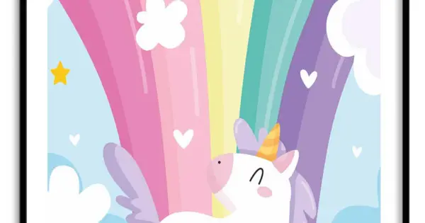 Köp online Unicorn & regnbåge - Enkel barntavla