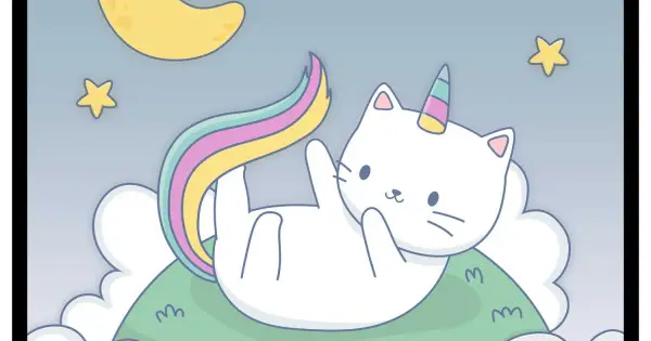 Köp online Katt på fluffiga moln - Barntavla