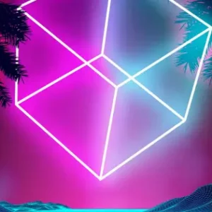 Cyberpunk kub - Kvadratisk neonfärg poster Outlet