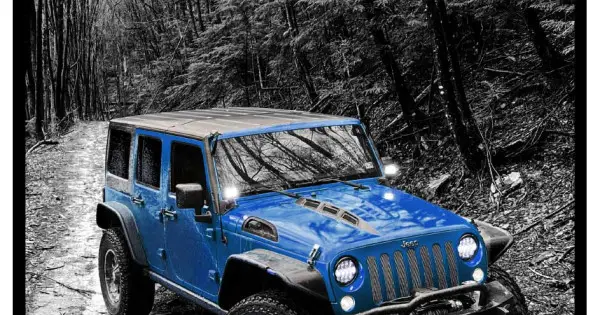 Köp online Blue Wrangler Jeep - Cool bil poster