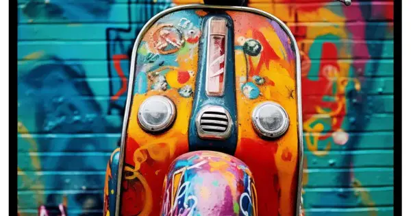 Street art Vespa - Färgstark poster Säker betalning
