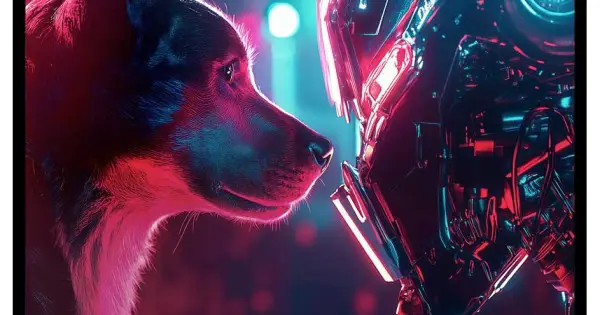 Utförsäljning Dog vs Robot - Cyber punk poster